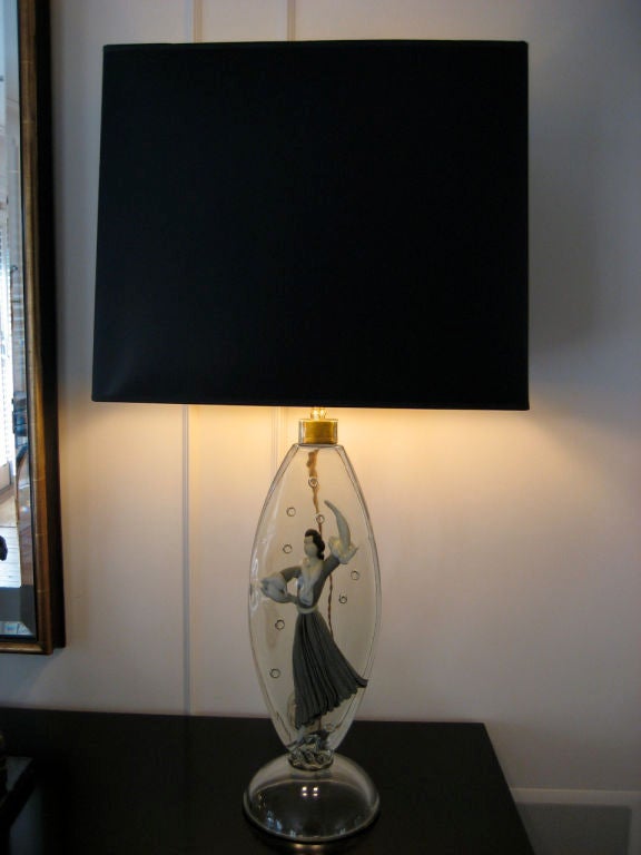 Italian Pair of Cased Murano Glass Figural Lamps by Alfredo Barbini For Sale