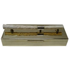 Hand Hammered Brass Box with Carved Ivory Handle