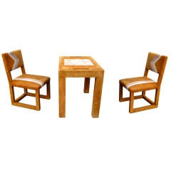 Retro Suede Backgammon Table & Chair Set