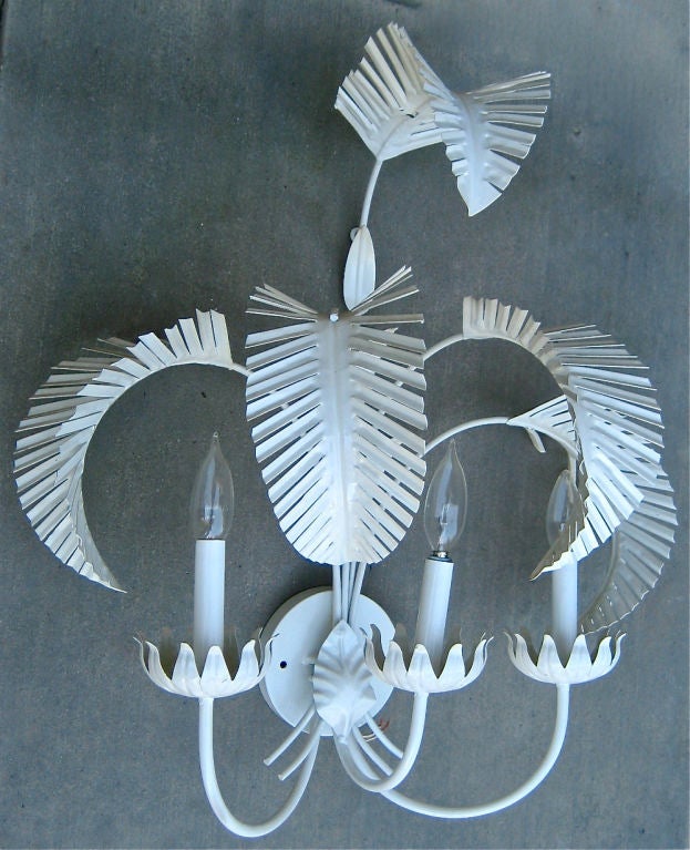 Pair of Tole Palm Leaf Sconces