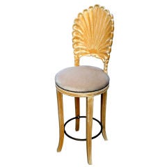 Set of Four Cerused finish Shell-back Grotto Style Bar Stools