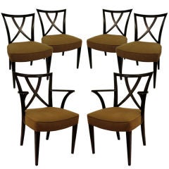 Set of Six Crossed Back Mahogany Dining Chairs in the Style of Frankl