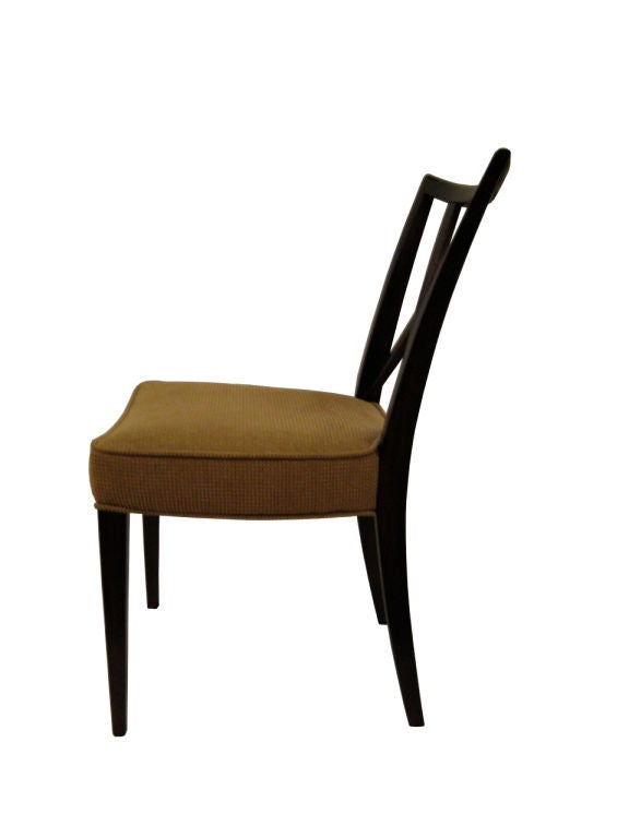 Modern Set of Six Crossed Back Mahogany Dining Chairs in the Style of Frankl