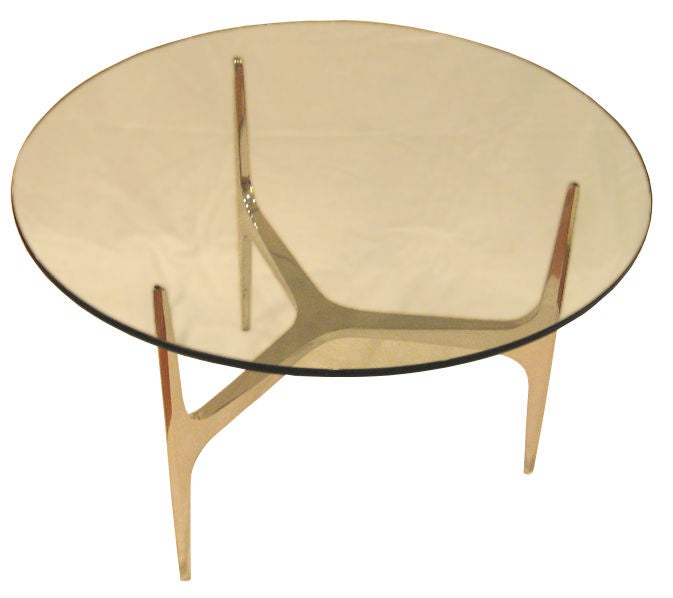 Mirror polished Aluminum Tripartite base side table