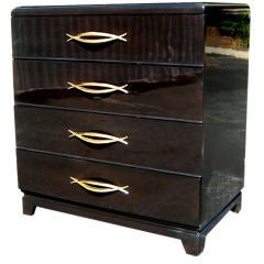 Pair of Ebony Lacquer Bachelor's Chests