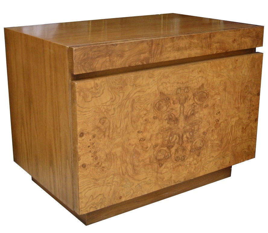 Pair of Bookmatched Burl Front Nightstands