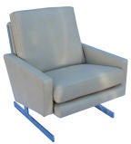 Vintage Leather Lounge Chair with Chrome base
