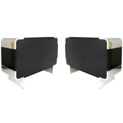 Used Pair of Polished Steel and Lacquer Cabinets by Pace