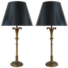 Large Pair of Repoussee Lamps by Norman Grag for Gump's 1