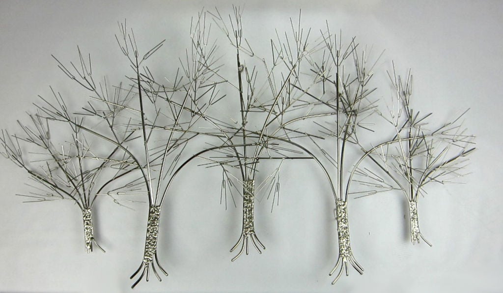 Chrome "Trees" Wall Sculpture by C. Jeré
