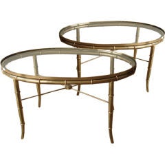 Pair of Faux Bamboo Brass Coffee Table.