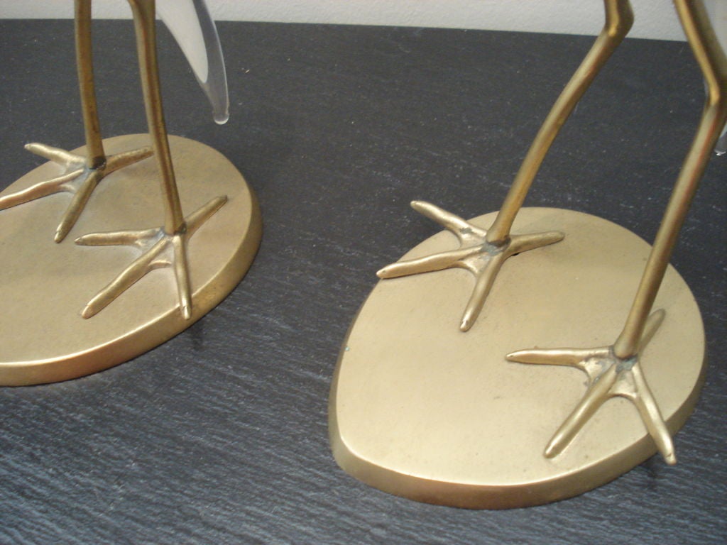 Late 20th Century Pair of Glass  & Brass Birds Figurine.