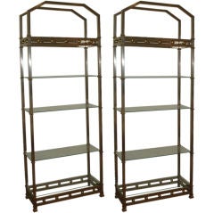 Pair of French Steel & Brass Etageres.