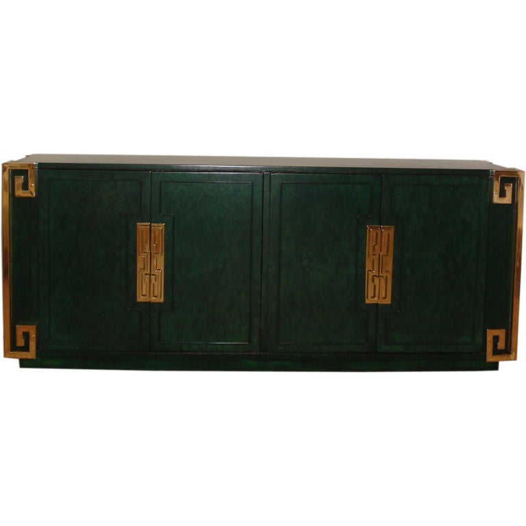 Emerald Credenza with Greek Key Motif