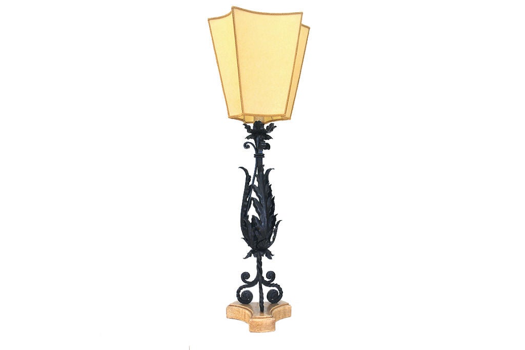 A Pair of Italian Louis XVI Style Wrought Iron Table Lamps