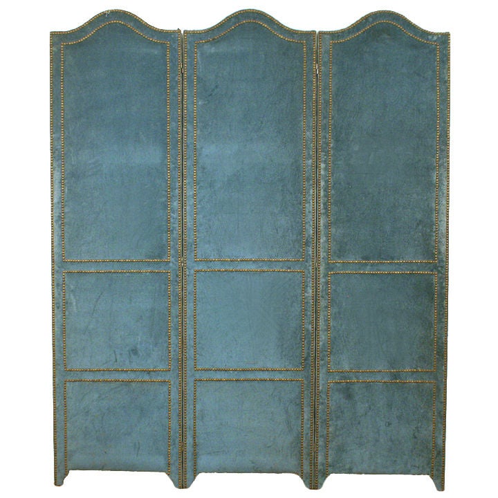 A Continental Velvet Upholstered 3-Panel Floor Screen