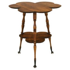 Antique An American Victorian Maplewood Clover-Form Two-Tier Side Table