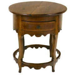 Antique Italian Provincial Inlaid Walnut Circular 2-Drawer SideTable
