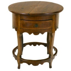 Italian Provincial Inlaid Walnut Circular 2-Drawer SideTable