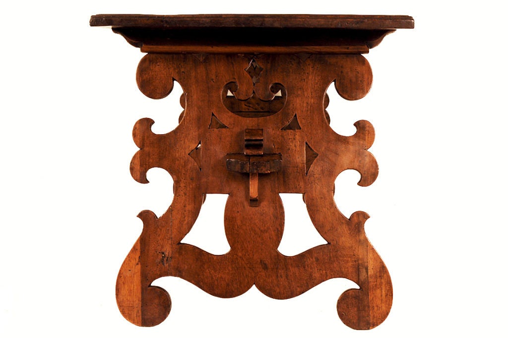 Italian Baroque Style Walnut & Inaid Trestle Form Coffee Table 3