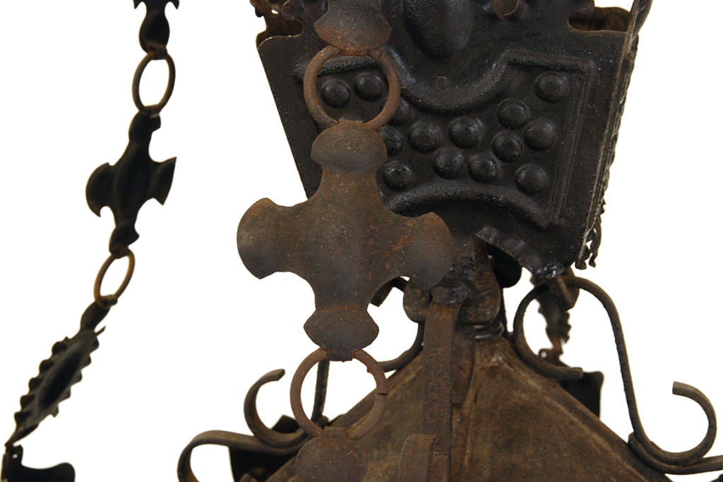 Spanish Baroque Style Wrought Iron Hanging Lantern 3