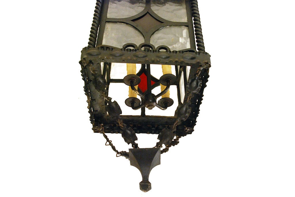 Spanish Baroque Style Wrought Iron Hanging Lantern 5