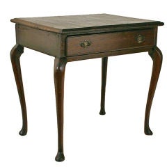 Antique A Queen Anne Oak One Drawer Table