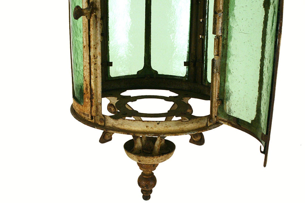 A Milanese Art Nouveau Period Tole and Glass Lantern 2