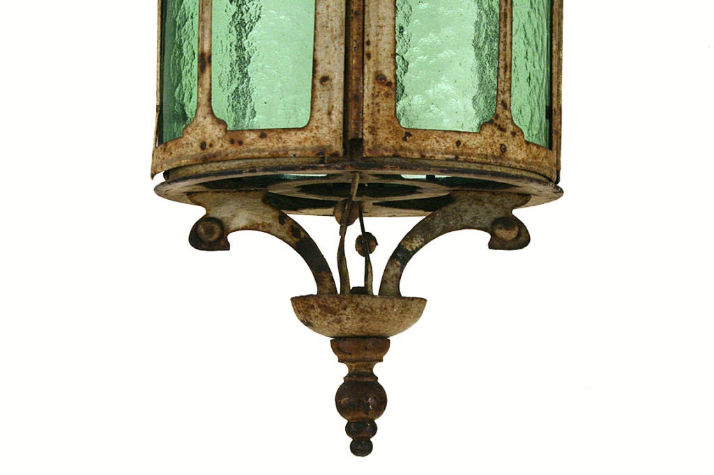 A Milanese Art Nouveau Period Tole and Glass Lantern 1