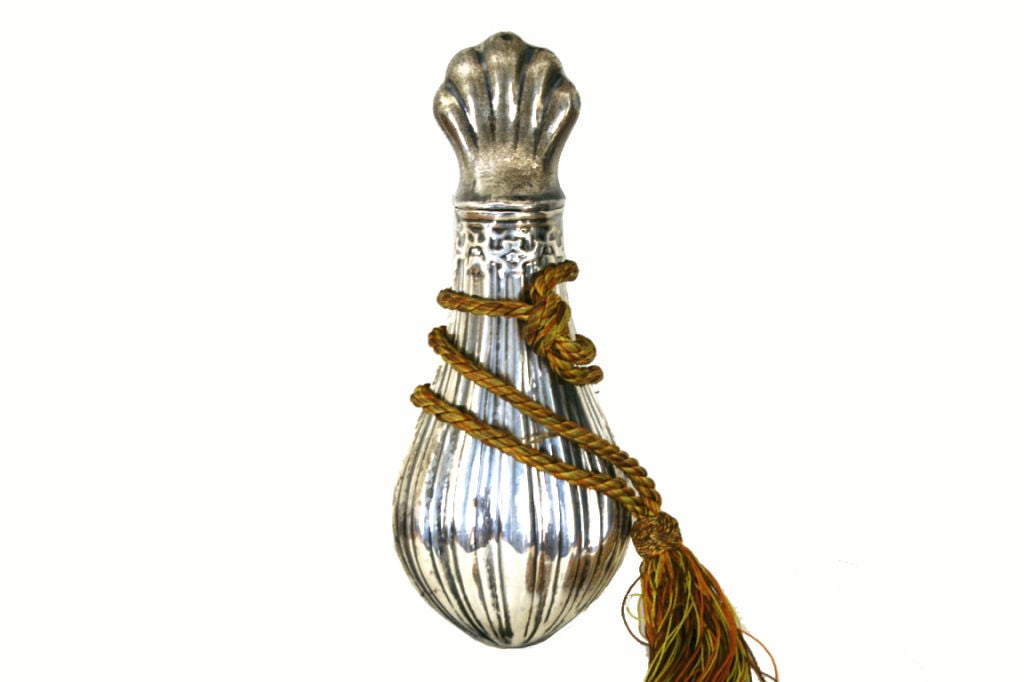An Italian Baroque Style Sterling Silver Flask with Tassel