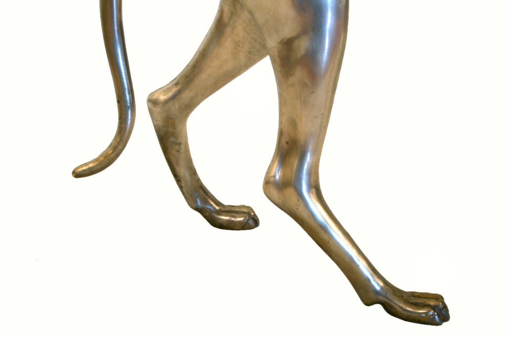 An Italian Silvered Bronze Life-Size Sculpture of a Whippet 1