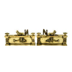 Antique A Pair of French Late Empire Brass Chenets