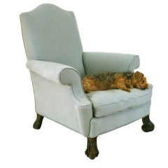A Continental Carved Walnut Baroque Style Upholstered Wingchair