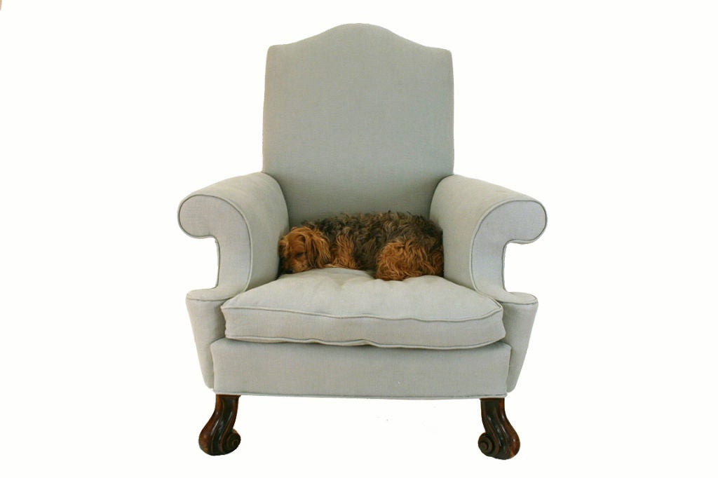 A Continental Carved Walnut Baroque Style Upholstered Wingchair