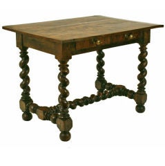 Italian LXIII 1 Drawer Table on Spiral Legs with Veneered Top