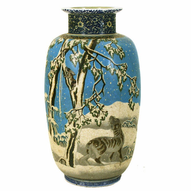 A Rare Large Japanese Cloisonne on Porcelain Jar