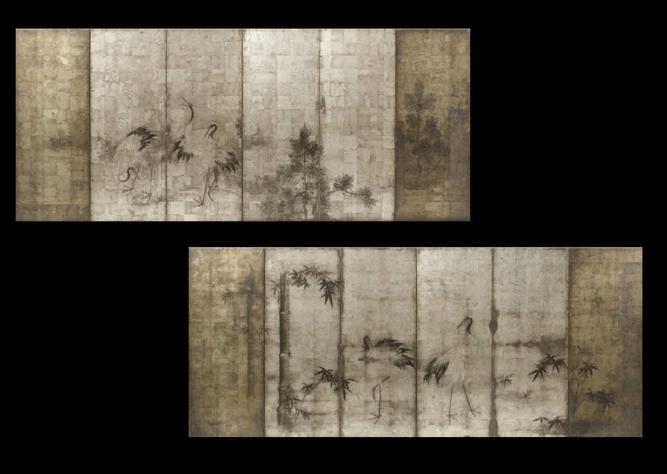 Important Pair Edo Period Six-Fold Screens, circa 1776 1