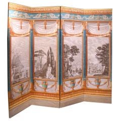Antique French Dufour Four Fold Screen