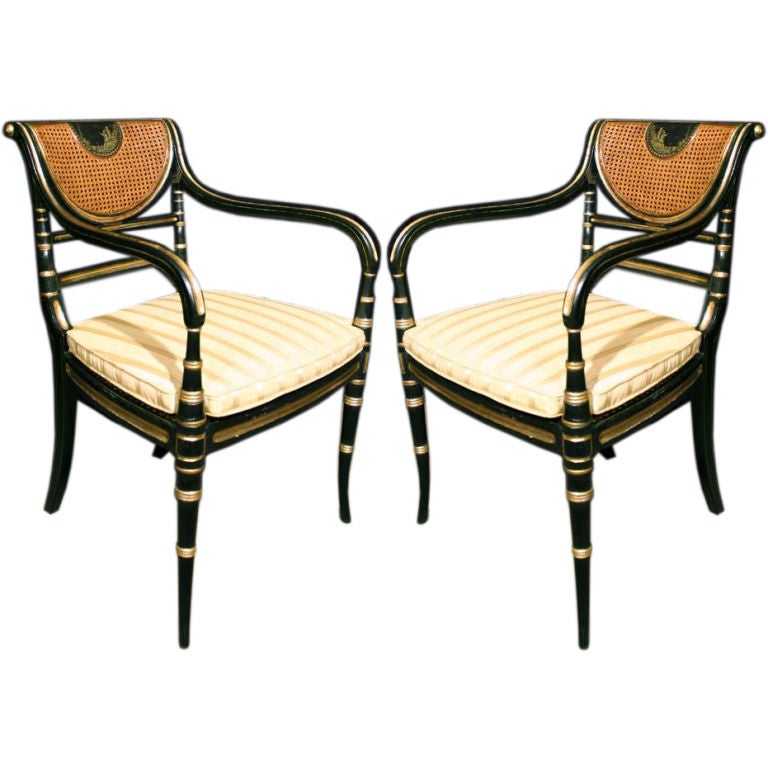 PAIR Regency Painted Armchairs