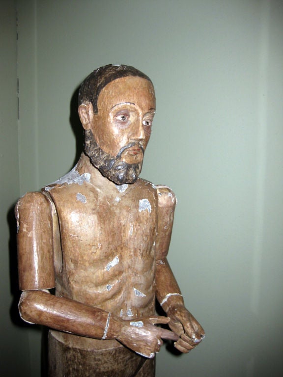 Carved Man With Dog For Sale