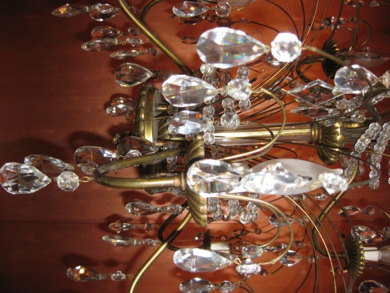 A nine-light beaded crystal chandelier.