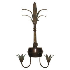 Cast Brass Sconces With Palm Tree And Monkey