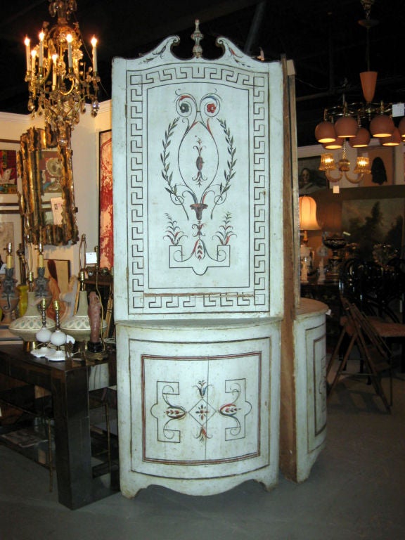 Gorgeous pair of painted corner cabinets