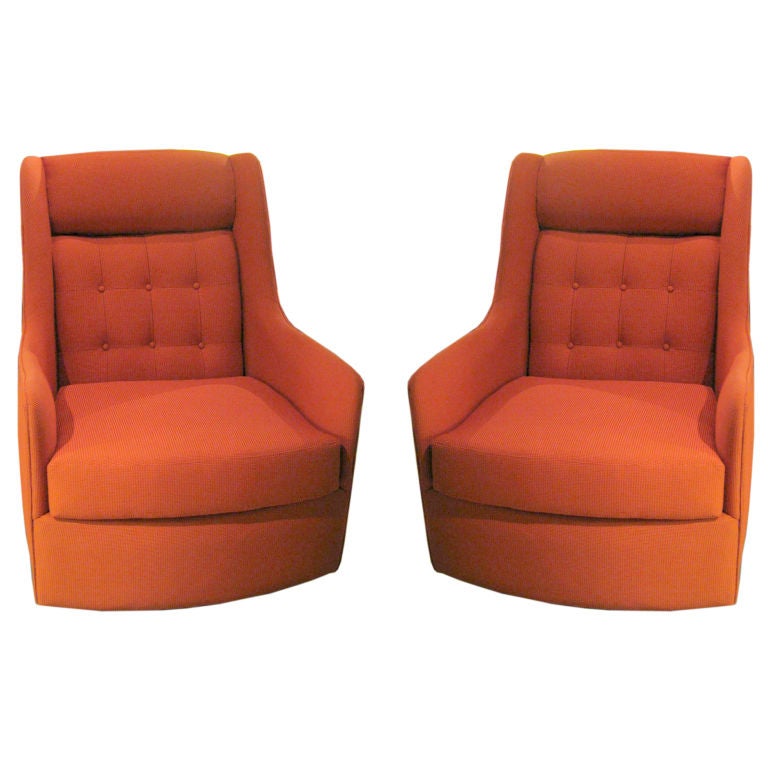 Pair Of Milo Baughman Swivel Armchairs For Sale