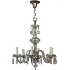 An antique six-light Czech crystal chandelier
