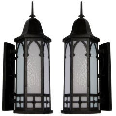 A pair of Vintage hexagonal exterior wall lanterns