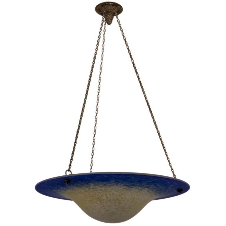 An antique Schneider glass inverted dome chandelier