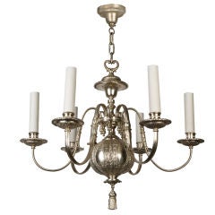 An Antique six-light silverplate chandelier