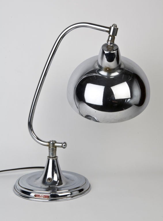 American A vintage chrome dome-shaded desk lamp