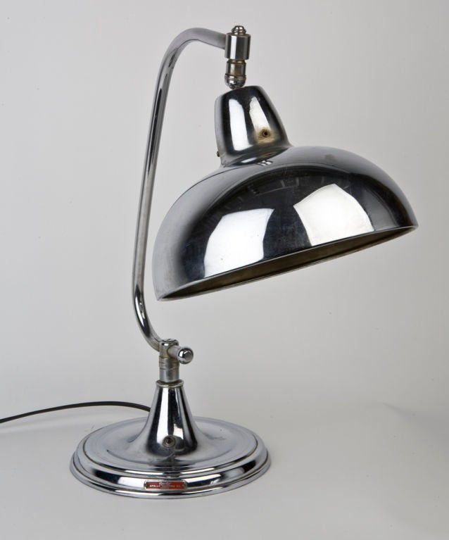 A vintage chrome dome-shaded desk lamp In Excellent Condition In New York, NY